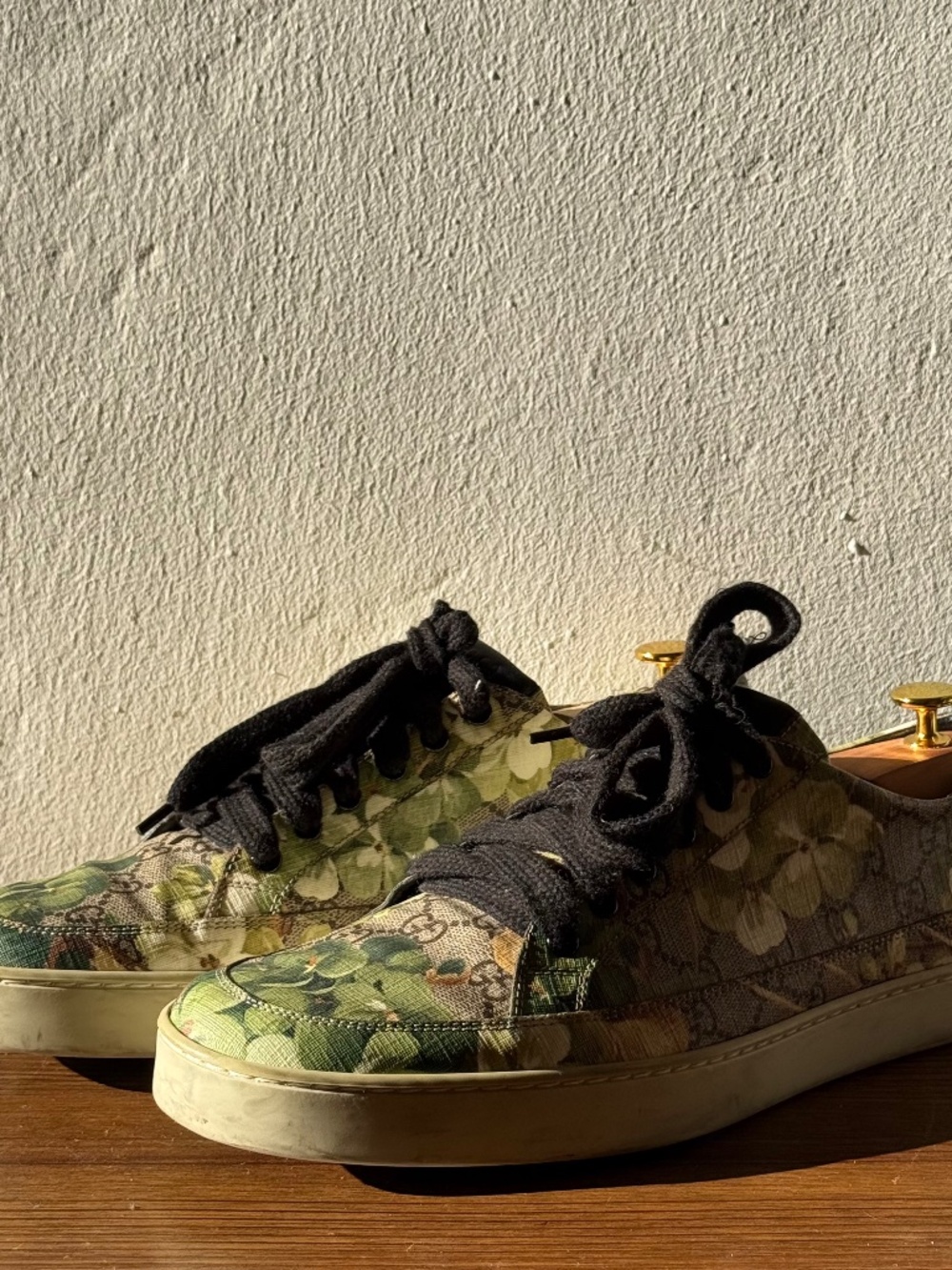 Gucci GG Floral Monogram Canvas Sneakers Men's Size 11.5 Low Top Designer Shoes